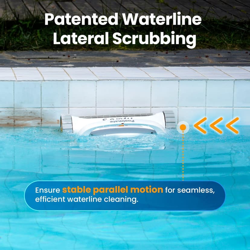 Poolmate Hydro 3 Robotic Pool Cleaner for Inground/Above Ground Pools, 150W Cordless Pool Vacuum, Max 200min Runtime, 4.1L Filter Basket, Auto Waterline/Wall Cleaning, Max 1076 sq.ft Coverage