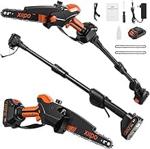2-in-1 Cordless Pole Saw,8 Inch Electric Pole Chainsaw for Tree Trimming with 21V Battery, Auto Oiling, 15 FT Max Extension Portable Pole Saws for Aerial logging, pruning, landscaping