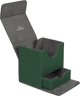 AEGIS GUARDIAN Card Deck Box with Dice Tray for MTG Cards, Commander Deck Box fit 150+ Sleeved Cards, PU Leather Card Storage Box Strong Magnet Deck Game Case for TCG CCG, Green