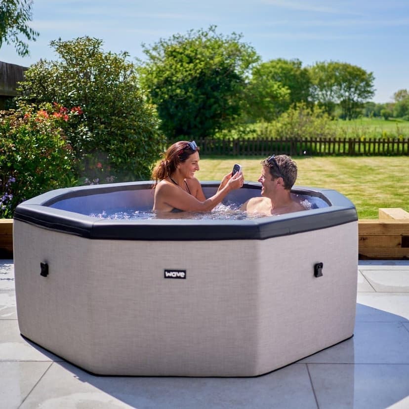 Como 6 Person Eco Foam Hot Tub | Portable Outdoor Spa with Rapid Heating | Durable PVC Material | Easy Setup | Ideal for Garden and Patio Relaxation | Graphite Gray
