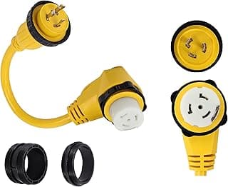 ONETAK L5-30P to SS2-50R 1.5FT Right Angle 90 Degree 120V 30 Amp 3 Prong Male to 4 Prong Twist Lock Receptacle Generator RV Marine Shore Boat Power Cord Adapter