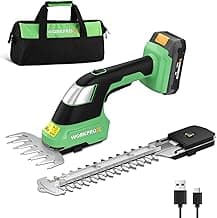 WORKPROX 20V Cordless Grass Shear & Shrubbery Trimmer - 2-in-1 Handheld Electric Grass Trimmer Hedge Shears/Grass Cutter, Rechargeable Lithium-Ion Battery and Type-C Cable Included