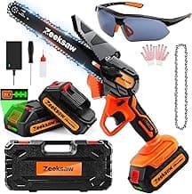 Mini Chainsaw 6 Inch Cordless, Super Handheld Chainsaw with 2x Big Batteries, Electric Mini Chain saw Battery Powered, Small Hand saws for Tree Wood - Garden Yard Time Saving Tool