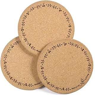 Round Cork Trivets - Hot Pads for Dishes, Pots, Pans & Baking Sheets - Table & Countertop Use