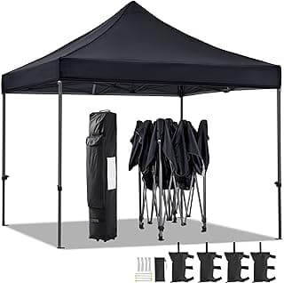 Yaheetech Canopy Tent, Commercial Instant Heavy Duty Canopy, 500D Waterproof Adjustable Canopy with Wheeled Carry Bag, 4 Sandbags and 4 Stakes (10x10, Black)