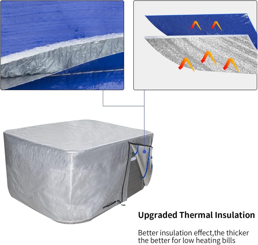 UCEDER Hot Tub Cover with Insulation170G Polyethylene Spa Cover Waterproof and UV Protection Hot Tub Sun Shield(76"x76"x35",Silver)