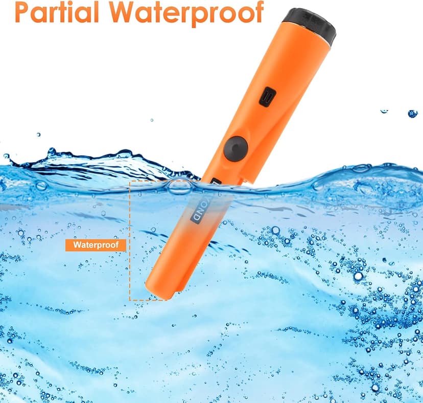 Dmyond Metal Detector Pinpointer, Professional Waterproof Handheld Pin Pointer Wand, Search Treasure Pinpointing Finder Probe with 9V Battery for Adults, Kids - Orange