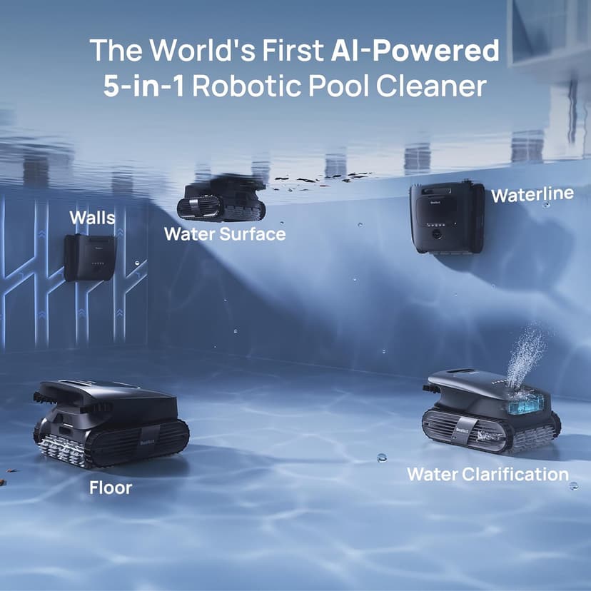 Beatbot AquaSense 2 Ultra Cordless Robotic Pool Cleaner for Complex Pools, Pool Mapping with AI Camera, 5-in-1 Cleaning, Smart Surface Parking, Pool Skimmer, Water Clarification – Prussian Blue