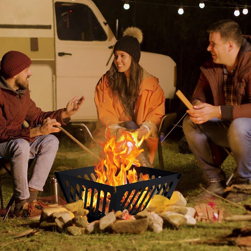 17 inch Portable Fire Pit for Outside Collapsible Plug Fire Pit Suitable for Camping, Picnics, Courtyards, Garden Bonfires and Outdoor Firewood with Storage Bag