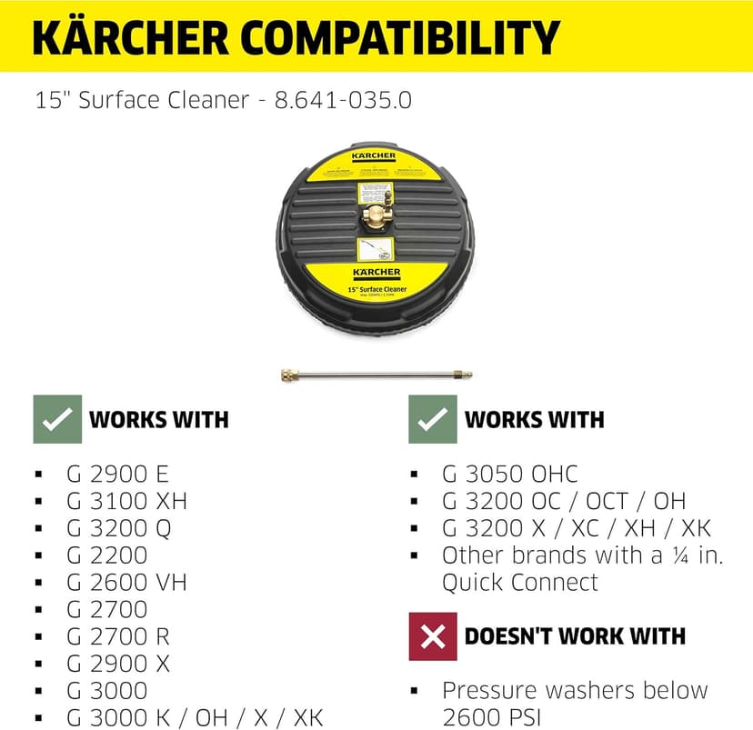 Kärcher Pressure Washer Surface Cleaner, Extension Wand, QC, 1/4 - 2600-3200 PSI