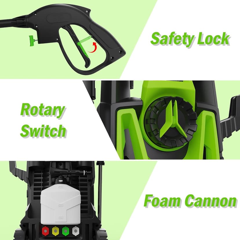 Electric Pressure Washer, 5000 PSI 3.2 GPM Power Washer with Foam Cannon, High Pressure Cleaning Machine with 35 FT Power Cord and 20 FT Hose, Hose Reel, 4 Connect Nozzles for Car/Patio/Fence