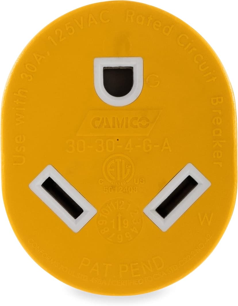 Camco 55338 PowerGrip 30 Amp 4-Prong Generator Adapter, Yellow