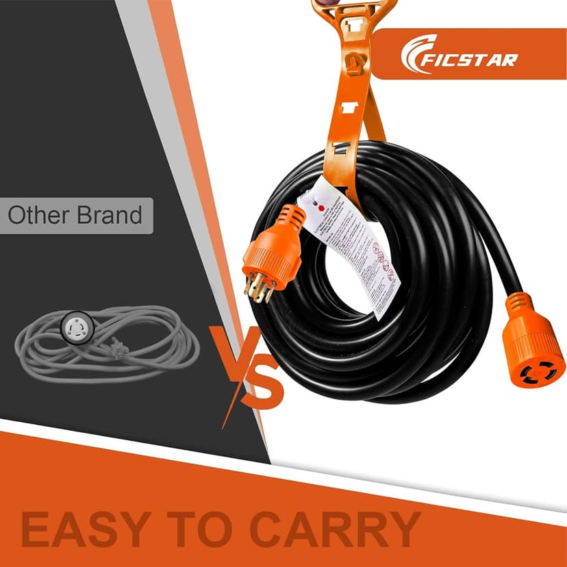 25 Ft 30 Amp 4 Prong Generator Extension Cord, NEMA L14-30P to L14-30R, 4×10 Gauge STW 125/250V Up to 7500W Generator Cable, ETL Listed