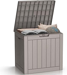 DRATO Deck Boxes, 31 Gallon Outdoor Storage Box for Patio Cushion, Sports Equipment, Garden Tools, Waterproof and UV Resistant, Lockable (Grey)