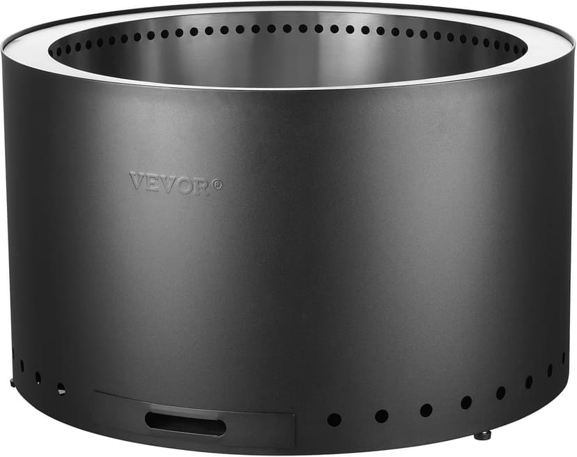 VEVOR 28 inch Smokeless Fire Pit Stove Bonfire, Wood Burning Fireplaces with Removable Ash Pan, SUS430 Stainless Steel Inner Portable Outdoor Firepit,for Outdoor Patio Camping High 17 inch