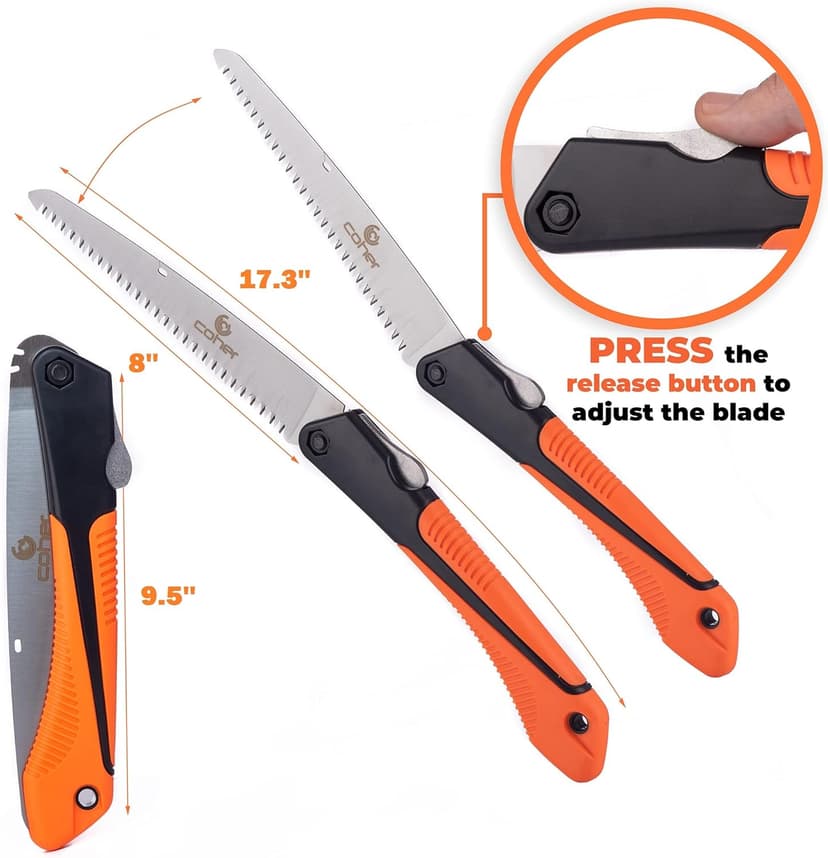 Folding Saw, 8 Inch Rugged Blade Hand Saw, Best for Camping, Gardening, Hunting | Cutting Wood, PVC, Bone, Pruning Saw with Ergonomic Non-Slip Handle Design