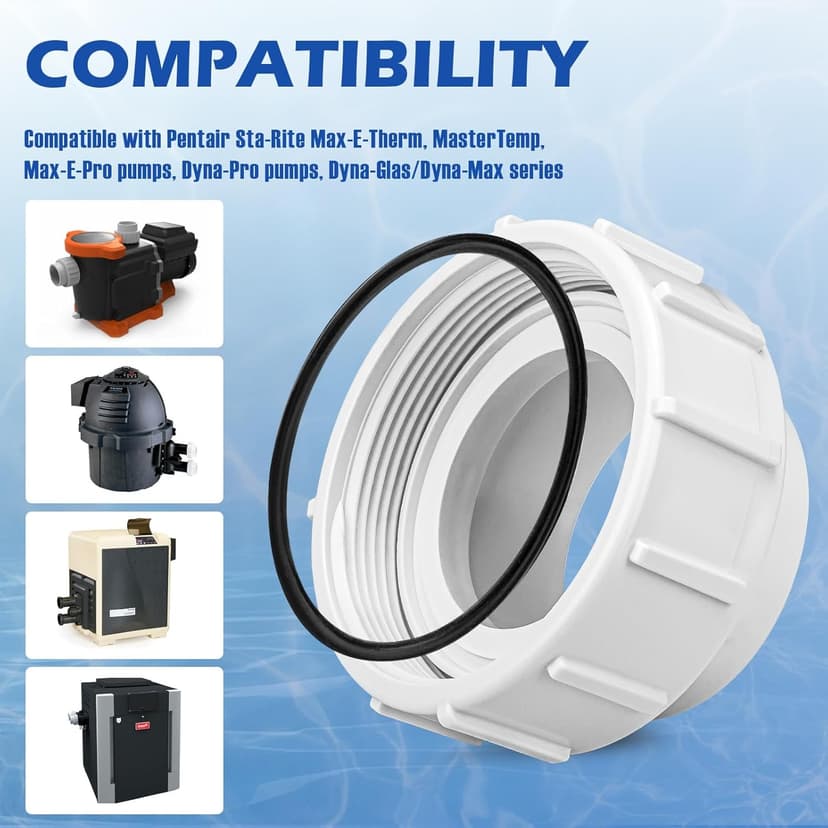 2" Half Union Adapter Replaces Pentair PKG188 Half Union Adapter, Fits Pentair Sta-Rite Heater and Salt Water Chlorinator Cell, Pool & Spa Replacement Parts, 2 Pack