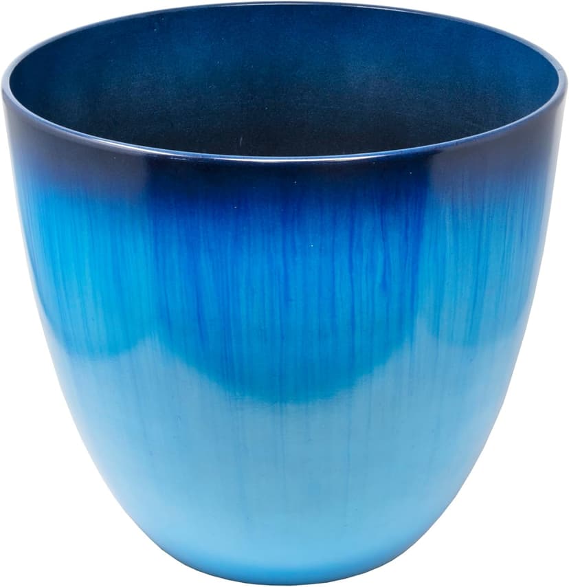 (EPR12-204 Large Egg Shaped Planter - Modern Indoor & Outdoor Decorative Flower Pot/Box (12 Inch, Blue Flower)