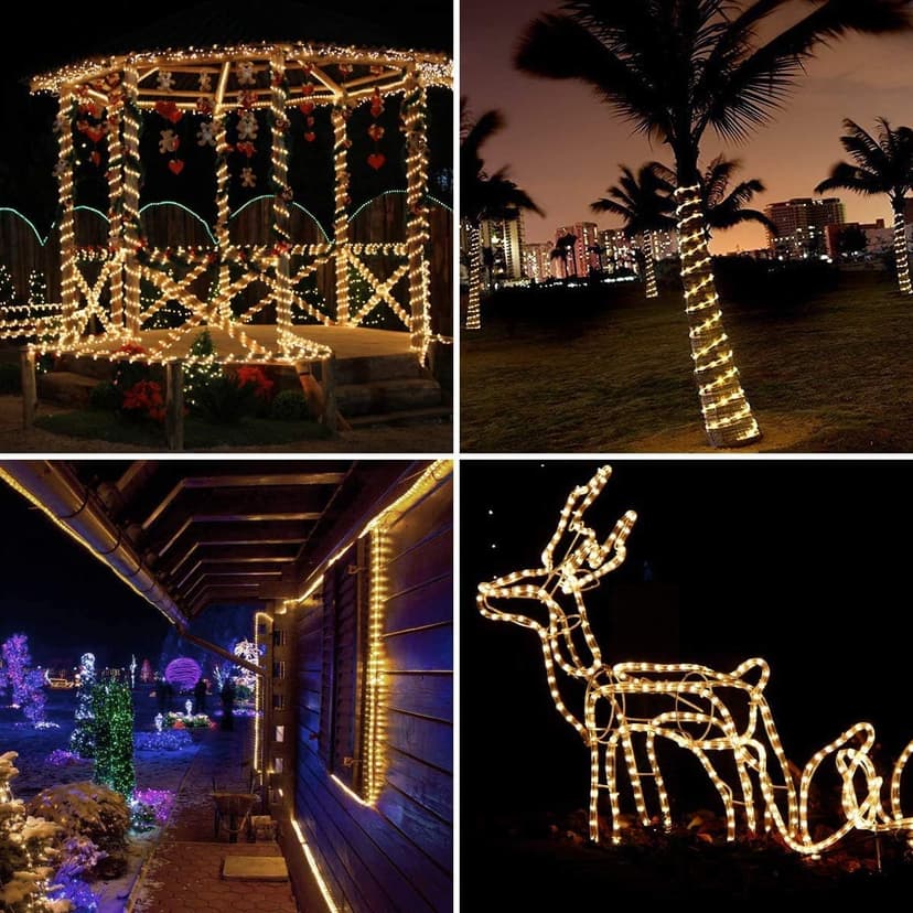LE 33ft 240 LED Rope Lights Outdoor, Upgraded 2700K Warm White, 24 Volts Connectable, Classic 3/8 inch Clear Tube, Waterproof String Lights for Outside Patio Deck Railing Stair Fence Yard Landscape
