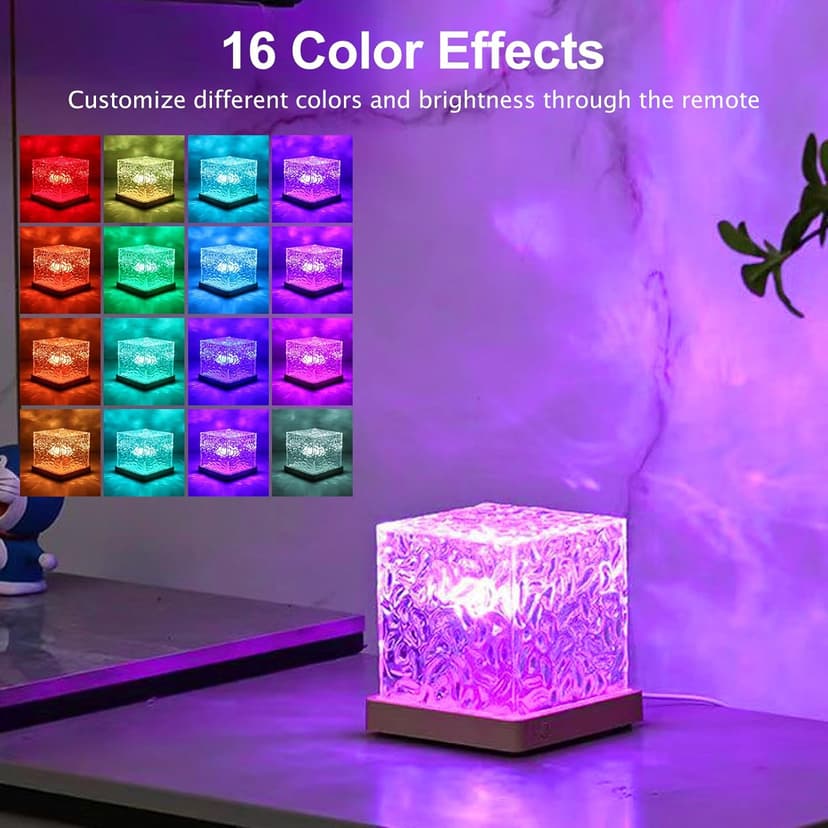 Northern Lights Projector Rechargeable,Lava Lamp Ambient Lighting Mood Lighting Ocean Wave Projector with 16 Colors and Dynamic Ripple Effect for Living Room Bedroom Decor - Cordless