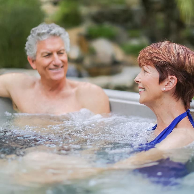 Lifesmart 5-Person Hot Tub, Portable Outdoor Spa w/LED, Waterfall, Cover & Ozonator, Sand