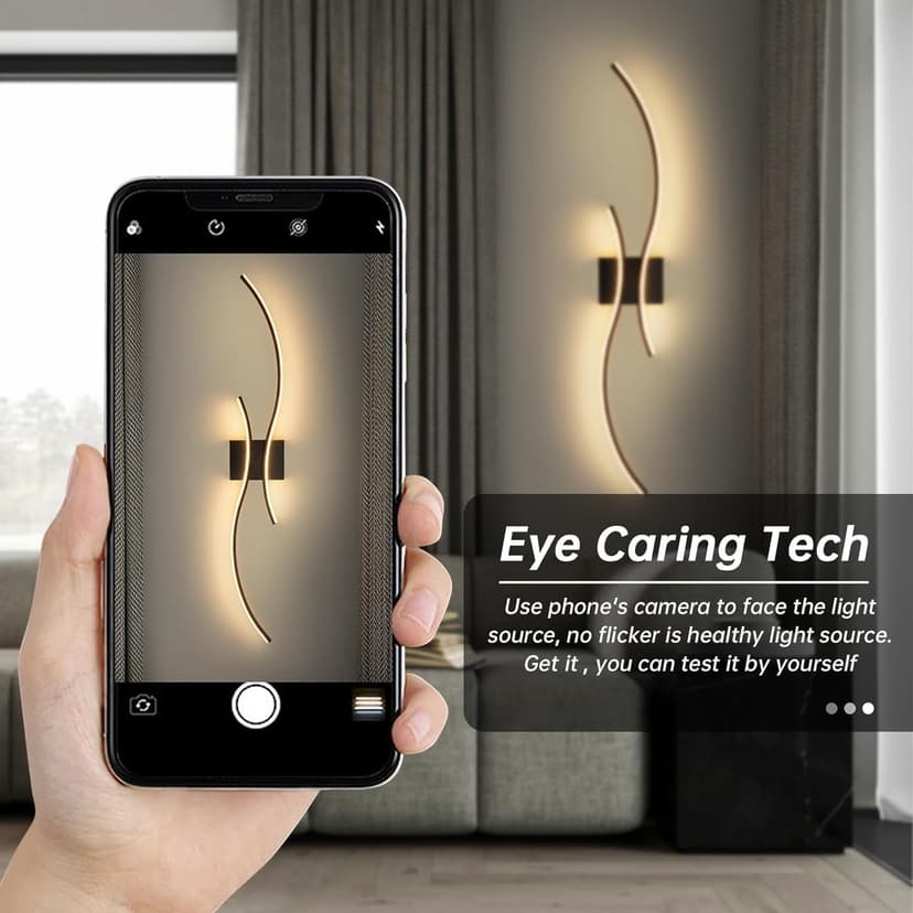 CANEOE Modern Led Wall Light, 39inch Black Indoor Led Wall Sconce Lighting, Bathroom Vanity Light Fixtures Over Mirror for Living Room Hallway Bedroom Bedside Wall Lamp (Warm White, 3000K)