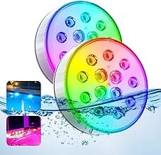 Pool Lights, Upgraded Rechargeable Submersible LED Lights with Remote IP68 Waterproof 16 Colors Hot Tub Underwater Pool Lights for Above Ground Inground Pool, Bath, Party, Vase 2 Pack