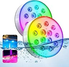 Pool Lights, Upgraded Rechargeable Submersible LED Lights with Remote IP68 Waterproof 16 Colors Hot Tub Underwater Pool Lights for Above Ground Inground Pool, Bath, Party, Vase 2 Pack