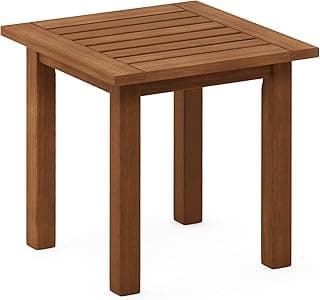 Furinno FG18506 Tioman Hardwood Patio Furniture Outdoor End Table, Natural
