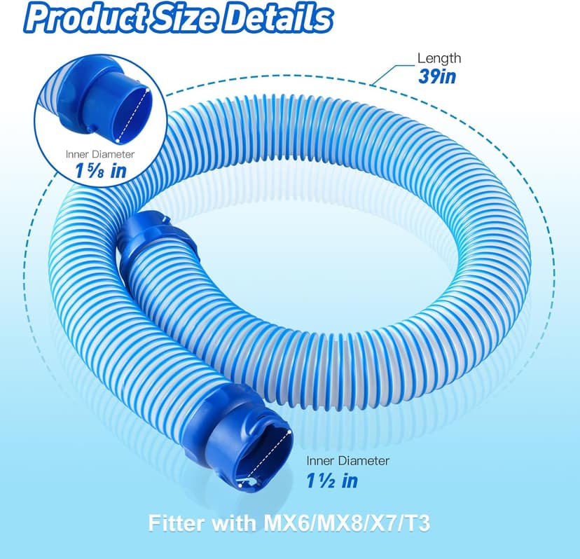 R0527700 Pool Cleaner Vacuum Hose for Zodiac MX6 MX8 Replacement Parts, Twist Lock Pool Vacuum Hose 39inch Suitable for Cleaning Swimming Pool （5 packs）