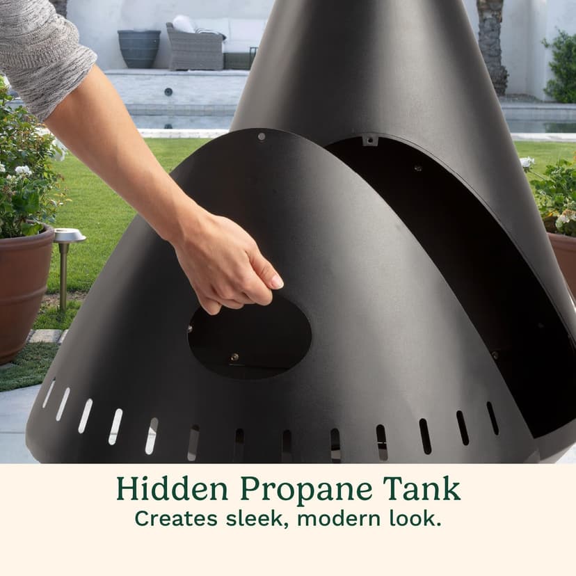Cuisinart Chimenea Propane Fire Pit, 40,000 BTU Coated Steel Outdoor Propane Heater with Lava Rocks and Directional Heat, Adjustable Fire Pit with Safety Shutoff for Patios and More