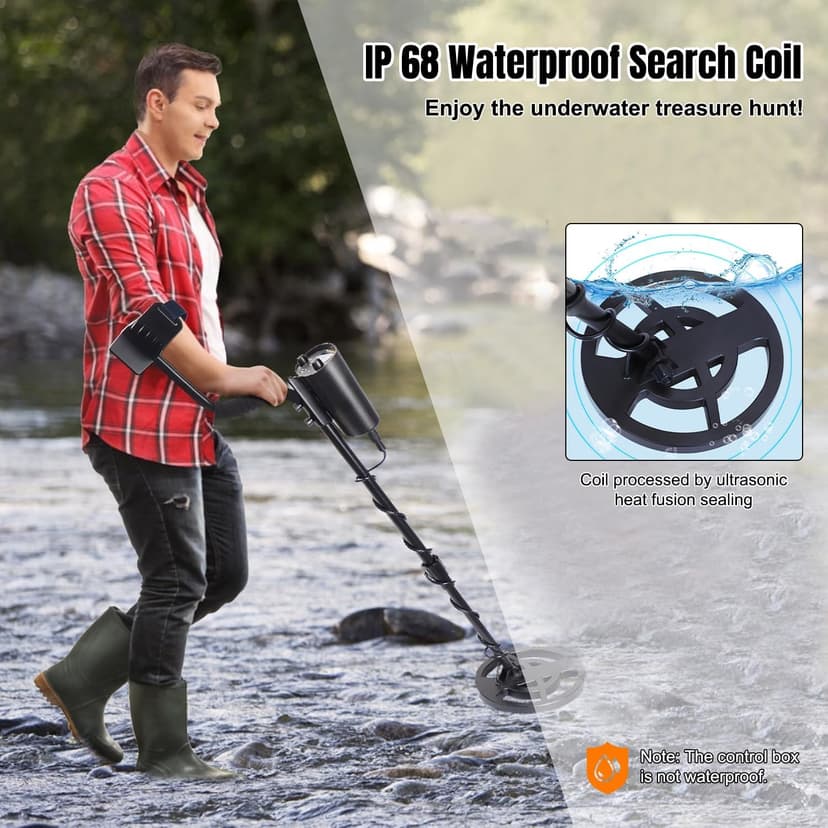 Metal Detector for Kids Professional - Adjustable Height, Pinpoint Metal Detectors with Waterproof Search Coil, Higher Accuracy Metal Detector Gold and Silver, Beach Hunting, Treasure Hunting (Orange)