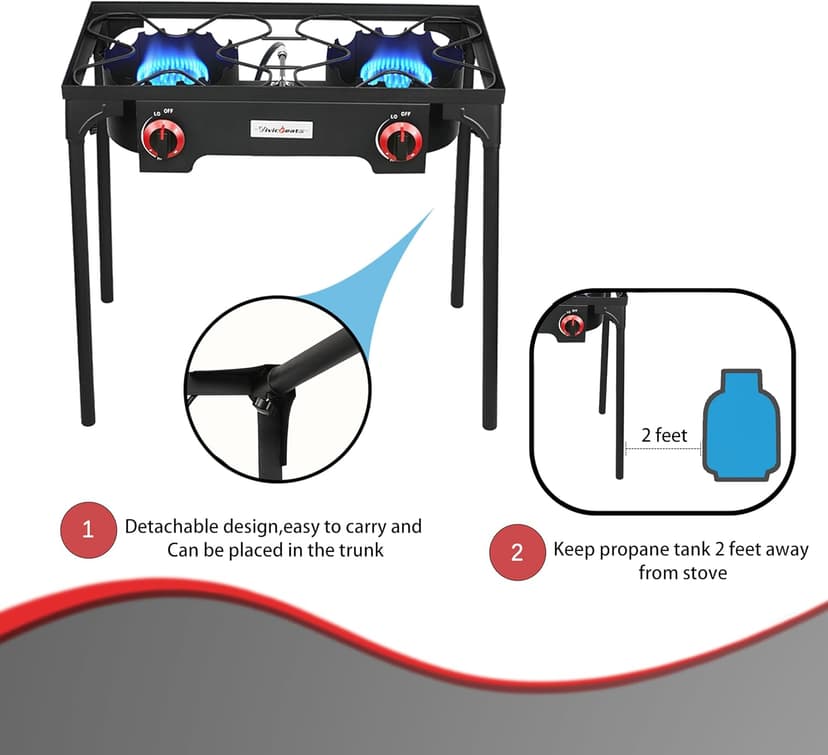 Vivicreate Propane Gas 20 PSIG high pressure regulator outdoor camping camp garden BBQ grill stove burner