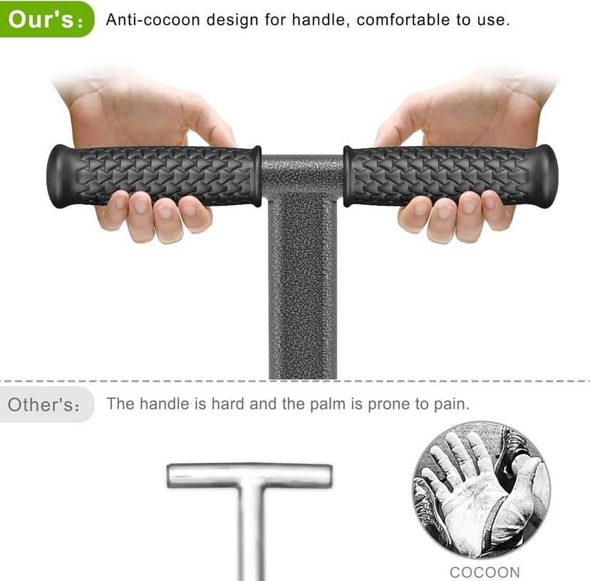Dolibest Bulb Planter Tool w/Soft Grip, Grass Plugger Tool w/Stainless Steel Sharp Serrations, Depth Adjust Pre-Assembled Sod Plugger w/Centre Auto Dump Design for Lawn Planting Bulbs and Grass Repair