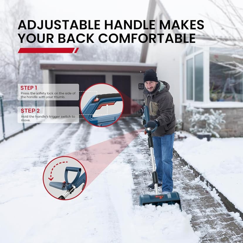Eletric Snow Shovel, 20V | 12-Inch | 4-Ah Cordless Snow Blower, Battery Powered Snow Blower with Directional Plate & Adjustable Front Handle (4-Ah Battery & Quick Charger Included)