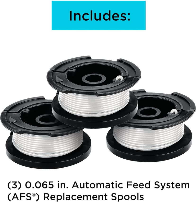 BLACK+DECKER Weed Eater String, Trimmer Line, 3-Pack, 30-Feet of Replacement Spool, 0.065-Inch Diameter (AF1003ZP)