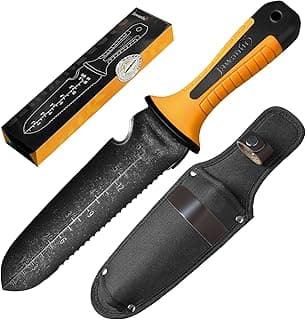 Garden Knife with Sheath, Gardening Tool, Stainless Steel Multi-Purpose Garden Supplies, Ergonomic Handle Hori Hori Knife for Digging, Weeding and Gardening, 7" Stainless Steel Blade