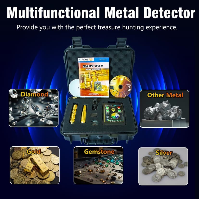 Adults Professional Underground Metal Gold Detector Intelligent Operation Silver Copper Finder High Precision Rapid Positioning Jewelry Ore Detector Gold Mine Hunter Treasure Scanner