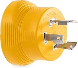Camco Power Grip Camper/RV Generator Adapter | Features a Heavy-Duty 30 Amp Locking Male and Female Connection | Rated for 125 Volts / 3750 Watts (55333)