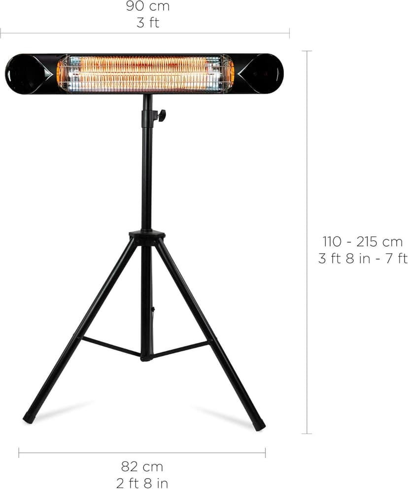 Briza Infrared Electric Patio Heater - Indoor/Outdoor Heater - Portable Wall/Garage Heater - 1500W - use with Stand - Mount to Ceiling/Wall)