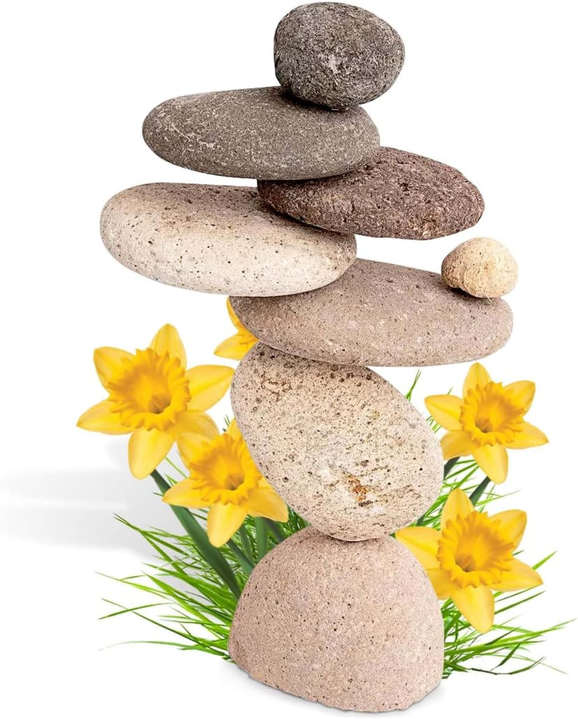 Happy Gardens Zen Stacked Rocks Sculpture | Cairn Statue Balancing Rock Stone Decor for Japanese Garden | Stacking Pebbles