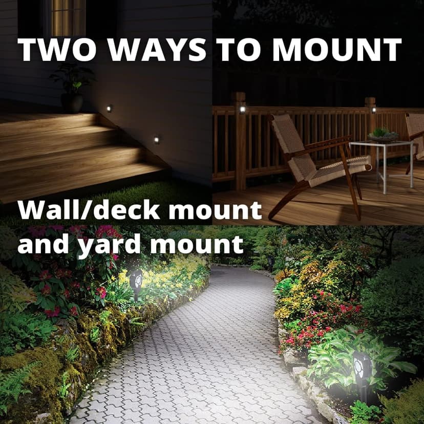Good Earth Lighting Battery Operated LED Landscape Path or Deck Lights in Bronze, Motion Sensor with Auto Off, 50 Lumens, 5000K Color Temperature, Set of 2 Lights