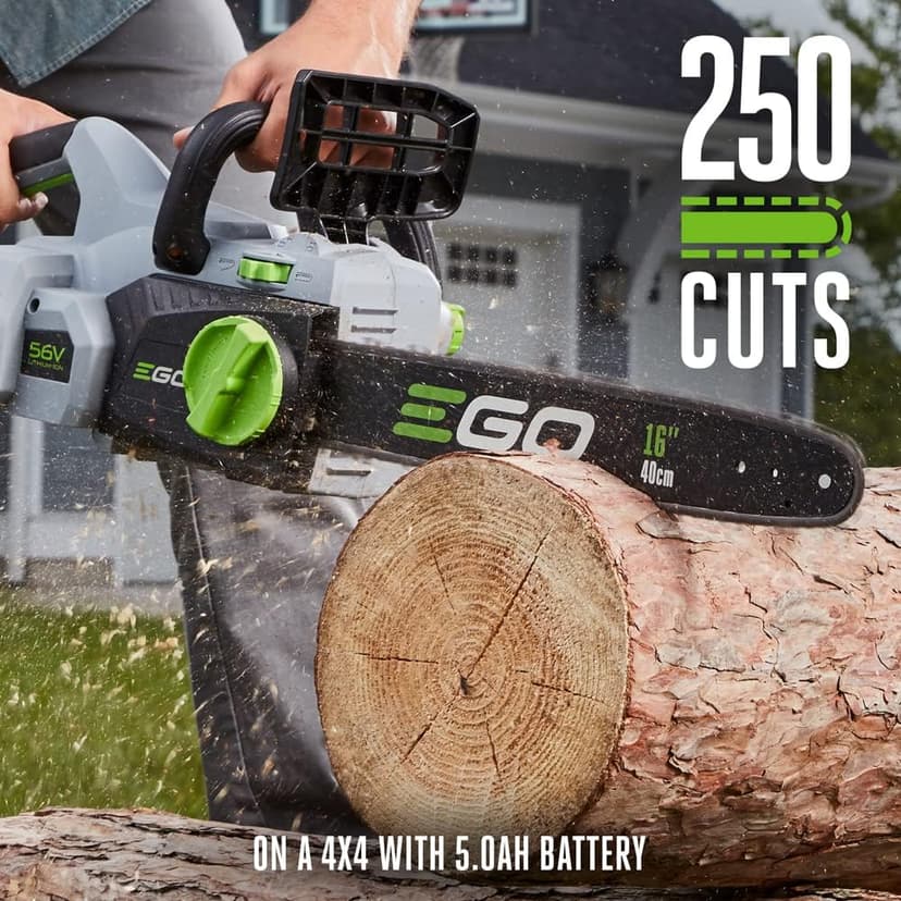 EGO POWER+ Chain Saw, 16" Battery Powered Chainsaw, Electric Cordless, Includes 56V 5.0Ah Battery and Charger - CS1604
