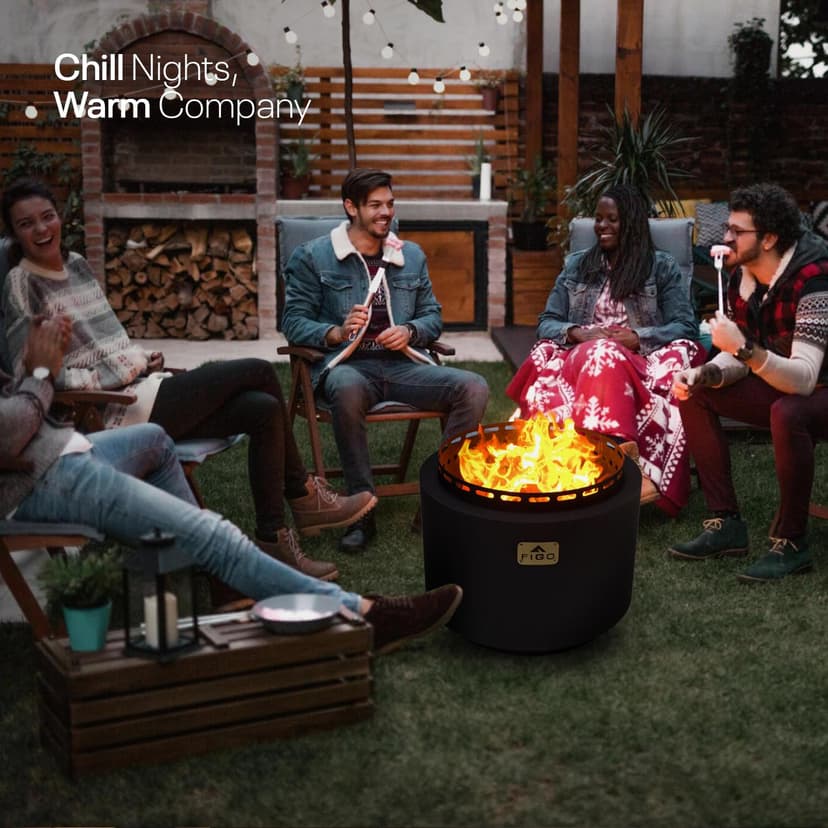 18" Smokeless Fire Pit with Removable Ash Pan, Fire Poker & Carry Bag - Portable Outdoor Fire Pit - Cast Iron - Wood Burning Lightweight Fireplace, Ideal for 4-6 People, 25 lbs