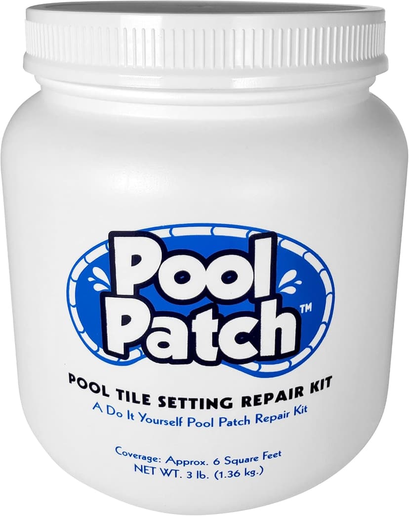 Pool Patch Gray Pool Tile Adhesive Thinset Repair Kit 3 lb - Easy to Mix and Apply Setting Formula - Perfect to Glue Pool Tile - Quick-Drying, Extra Strong Bond - (coverage: approx. 6 sq. ft)