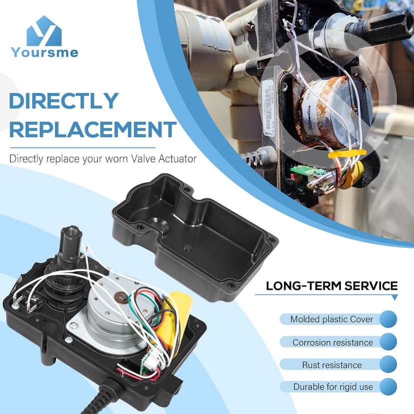 Yoursme CVA-24T Valve Actuator Replacement Part for Pentair 263045 Valve Actuator, 24 Volt AC 180 Degree Rotation, 25 Feet Cable, for 2 or 3 Port Valves, Compatible with All 24VAC Control Systems