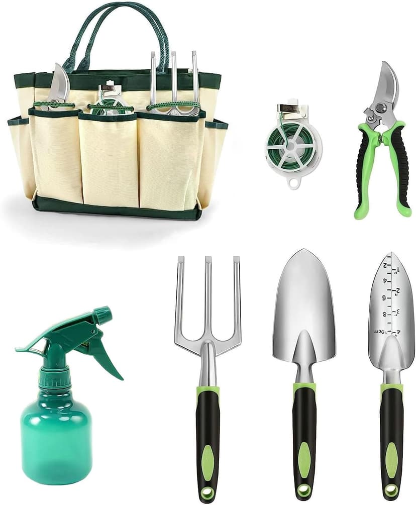 Gardening Tools.Gardening Hand Tools, Gardening Tools, 8 Piece Set Heavy Duty, Gardening Tools Set with Non Slip Rubber, with Garden Kit.