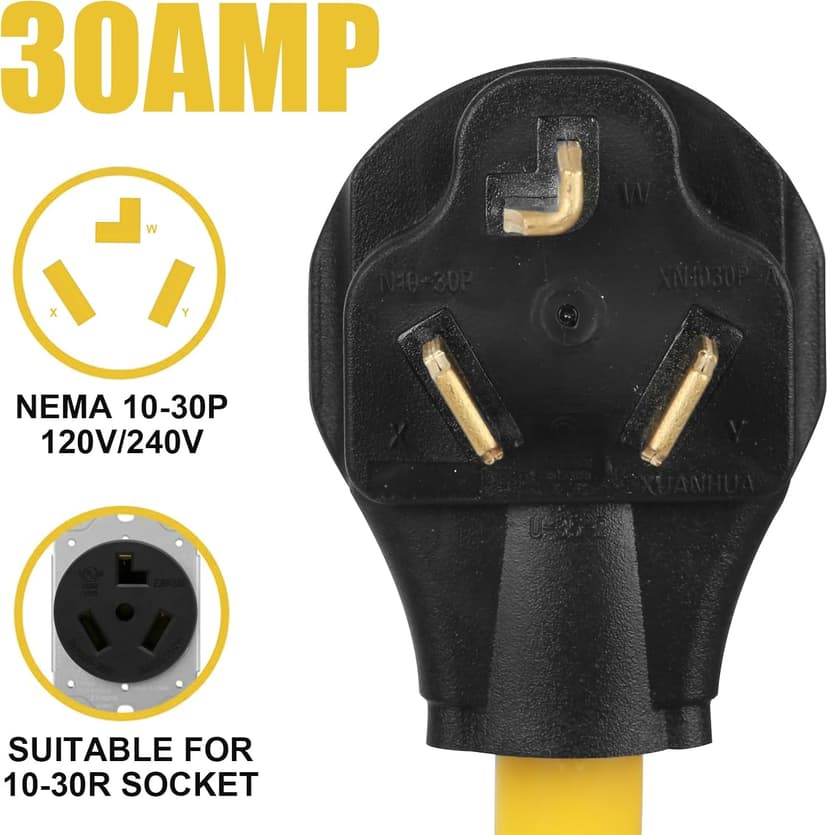 NEMA 10-30P to L14-30R Power Cord Adapter, ZDHQLHJ 30 Amp 3 Prong 10-30 Male Plug to 4 Prong Twist Lock L14-30 Female Outlet Receptacle Extension Cord, for Generator Welder Dryer Plasma Cutter