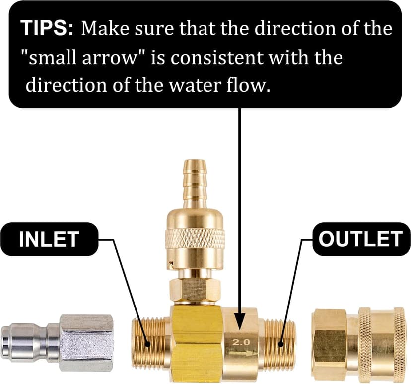 Downstream Injector for Pressure Washer, Power Washer Chemical Injector Kit, Soap Injector, 3/8 Inch Quick Connect, 4000 PSI