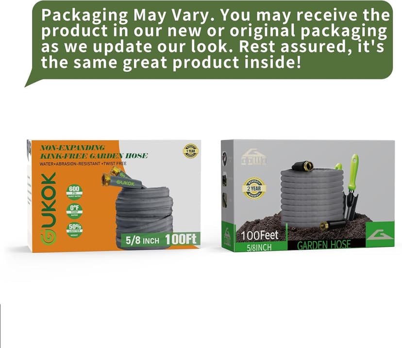 2025 Upgraded 50FT Non-Expanding Garden Hose, Ultra-Light & Flexible Water Hose - Burst-Resistant, Kink-Free, High-Pressure, All-Weather Use for Lawns, Gardens, and Outdoor Cleaning